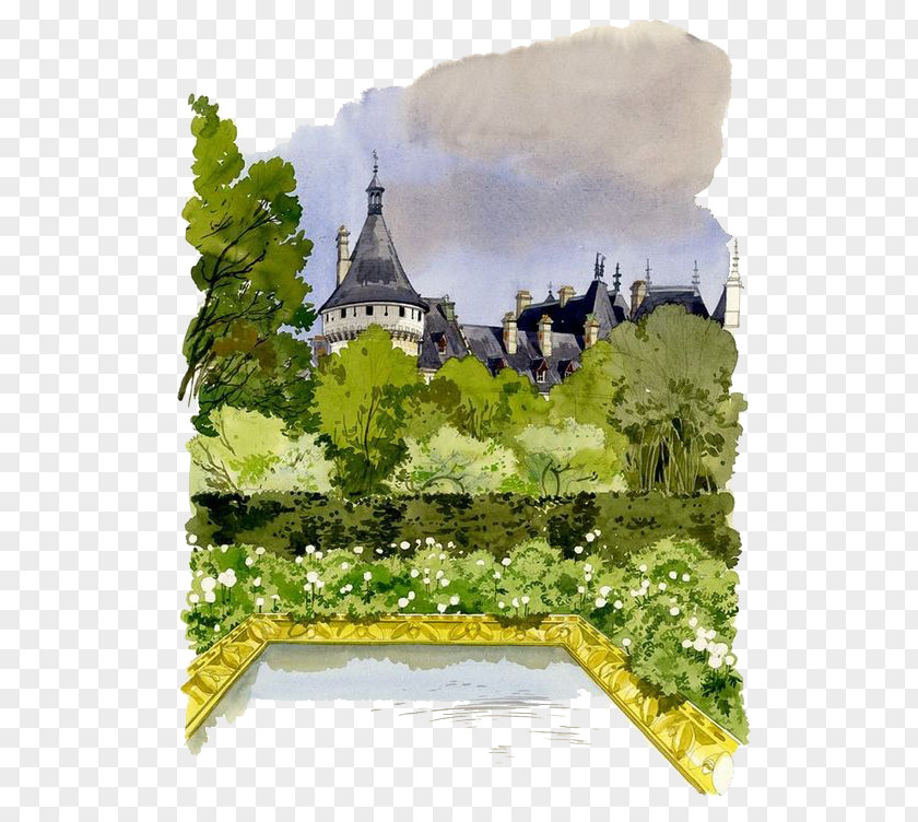 Cartoon Forest House International Gardens Festival Of Chaumont-sur-Loire Watercolor Painting Drawing Painter PNG