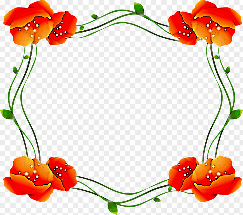 Poppy Flower Frame Vine PNG