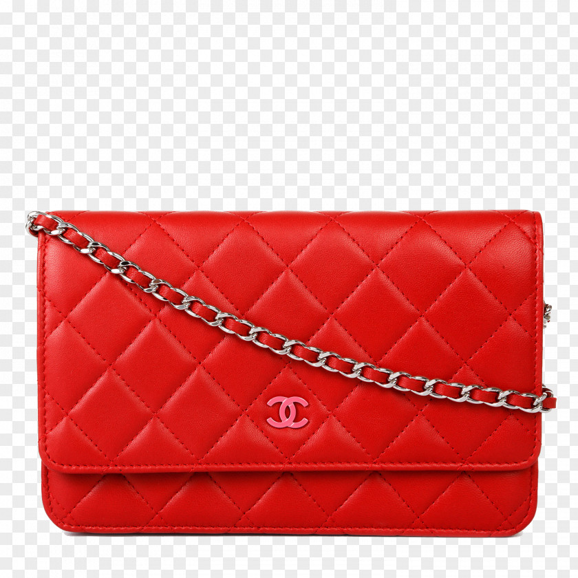 Red Leather Chanel Bag Handbag PNG