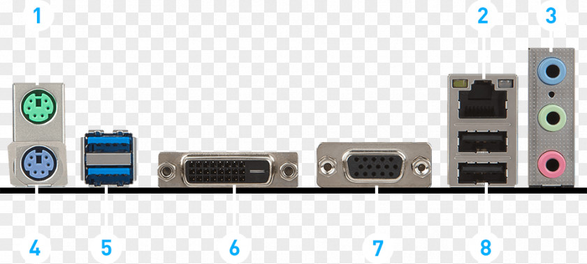 Motherboard Ports Connectors Intel LGA 1151 MicroATX Land Grid Array PNG