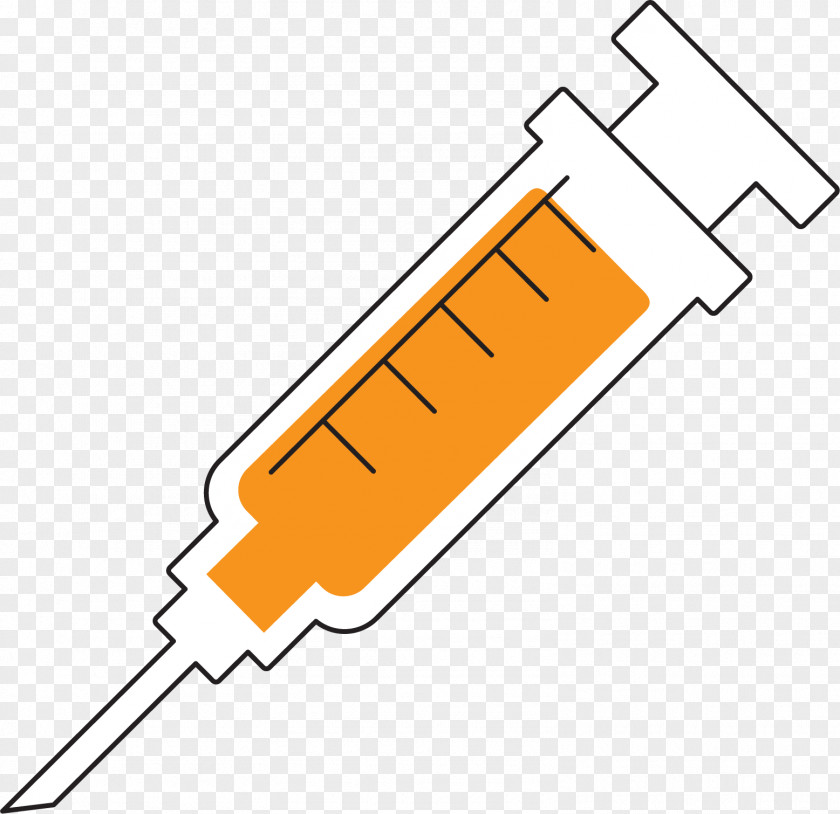 Orange Syringe Injection Hypodermic Needle Clip Art PNG