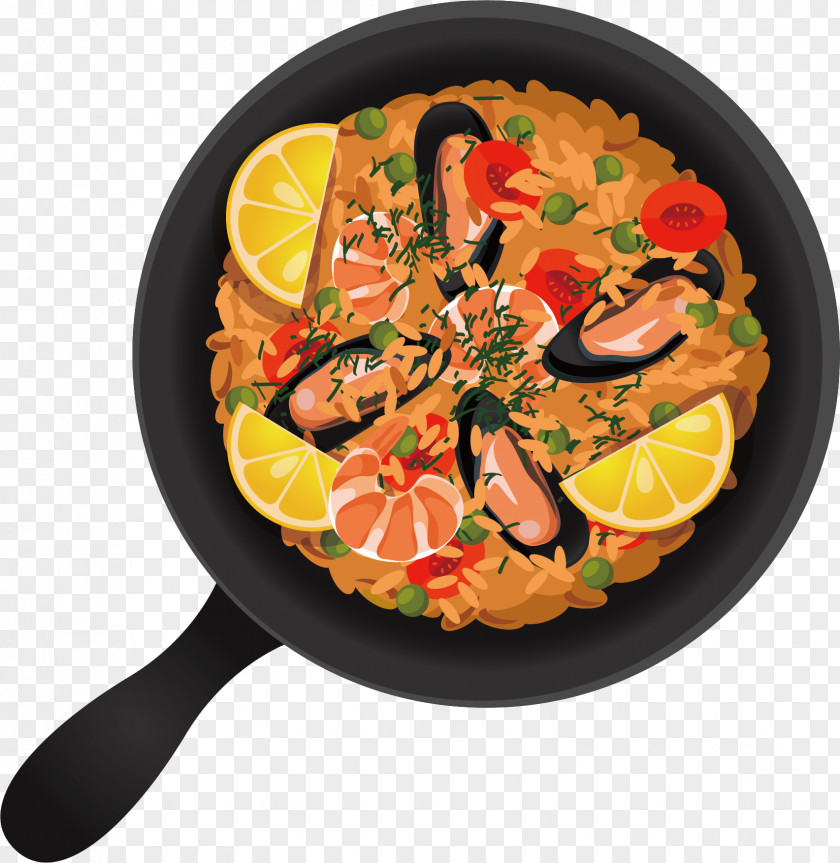 Rice Meal Vector Spanish Cuisine Fried Paella Dish PNG