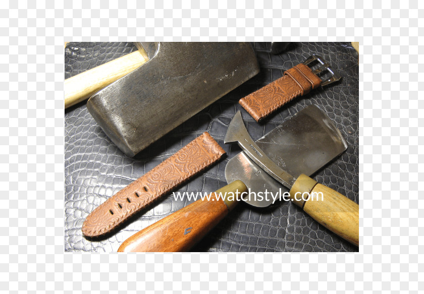 Gold Watch Strap Bowie Knife Leather PNG