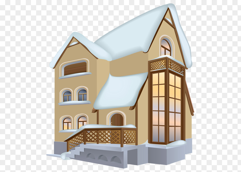 European-style Hand-painted Snow House Winter Clip Art PNG