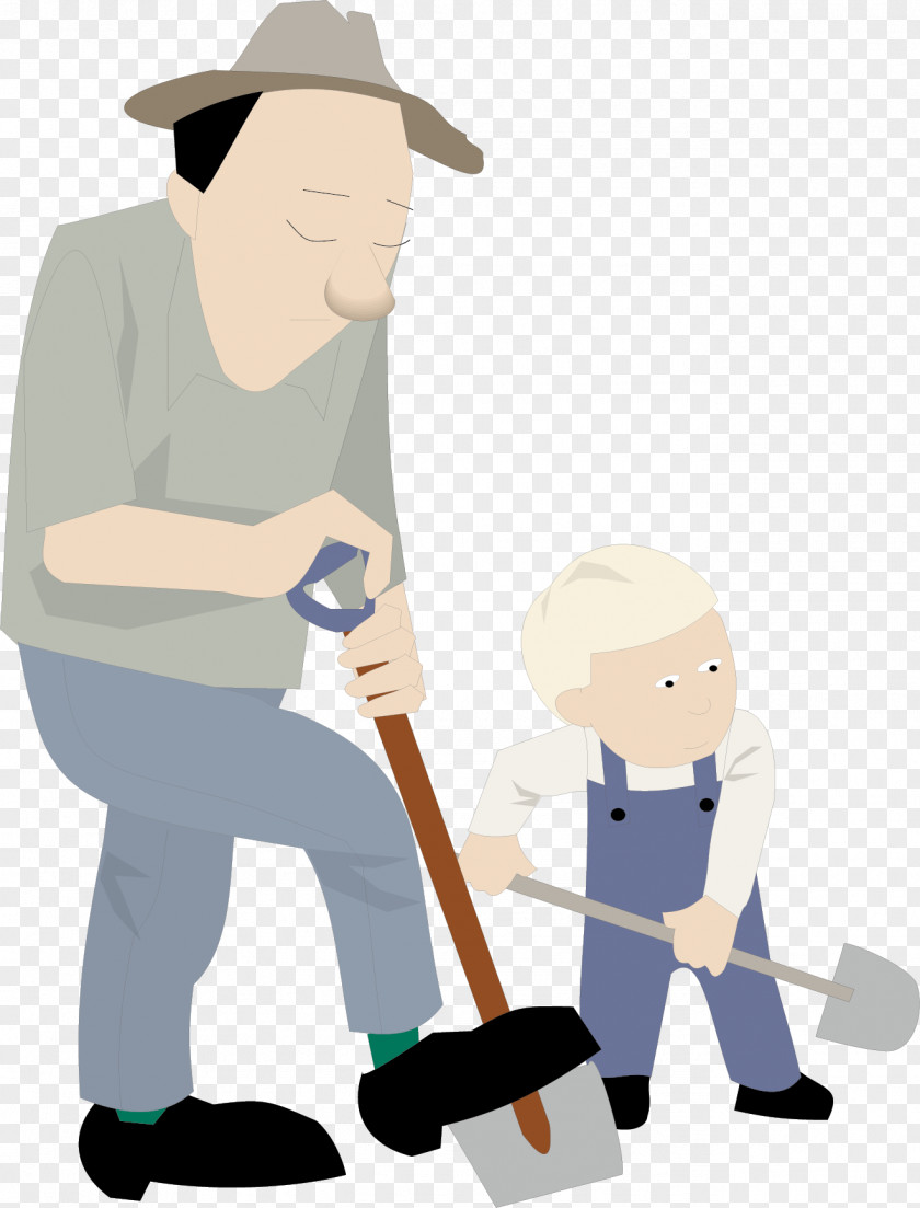 The Old Man Walks With Child Father Clip Art PNG