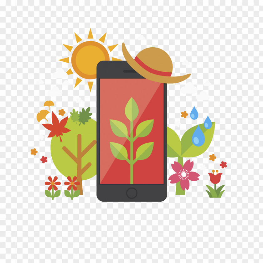 Creative Mobile Phone Floral Design Floriculture Clip Art PNG