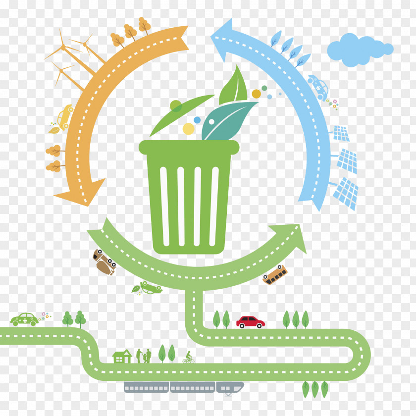 Creative Arrow Waste Recycling Drawing PNG