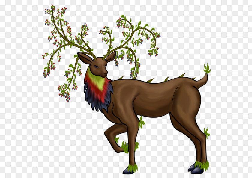 Floral Deer Antlers Reindeer Elk Antler Cartoon Terrestrial Animal PNG