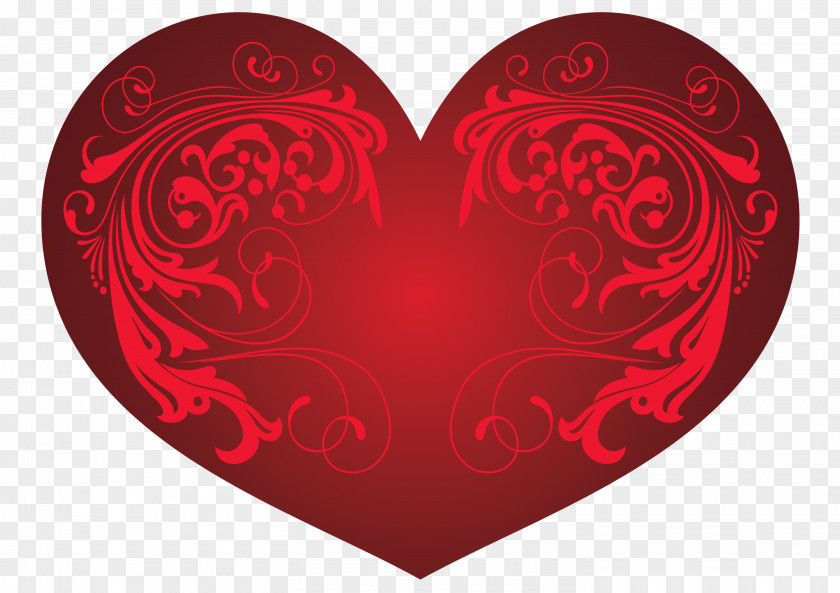 Red Heart And Ornaments PNG Clipart Picture Valentine's Day Circle Pattern PNG
