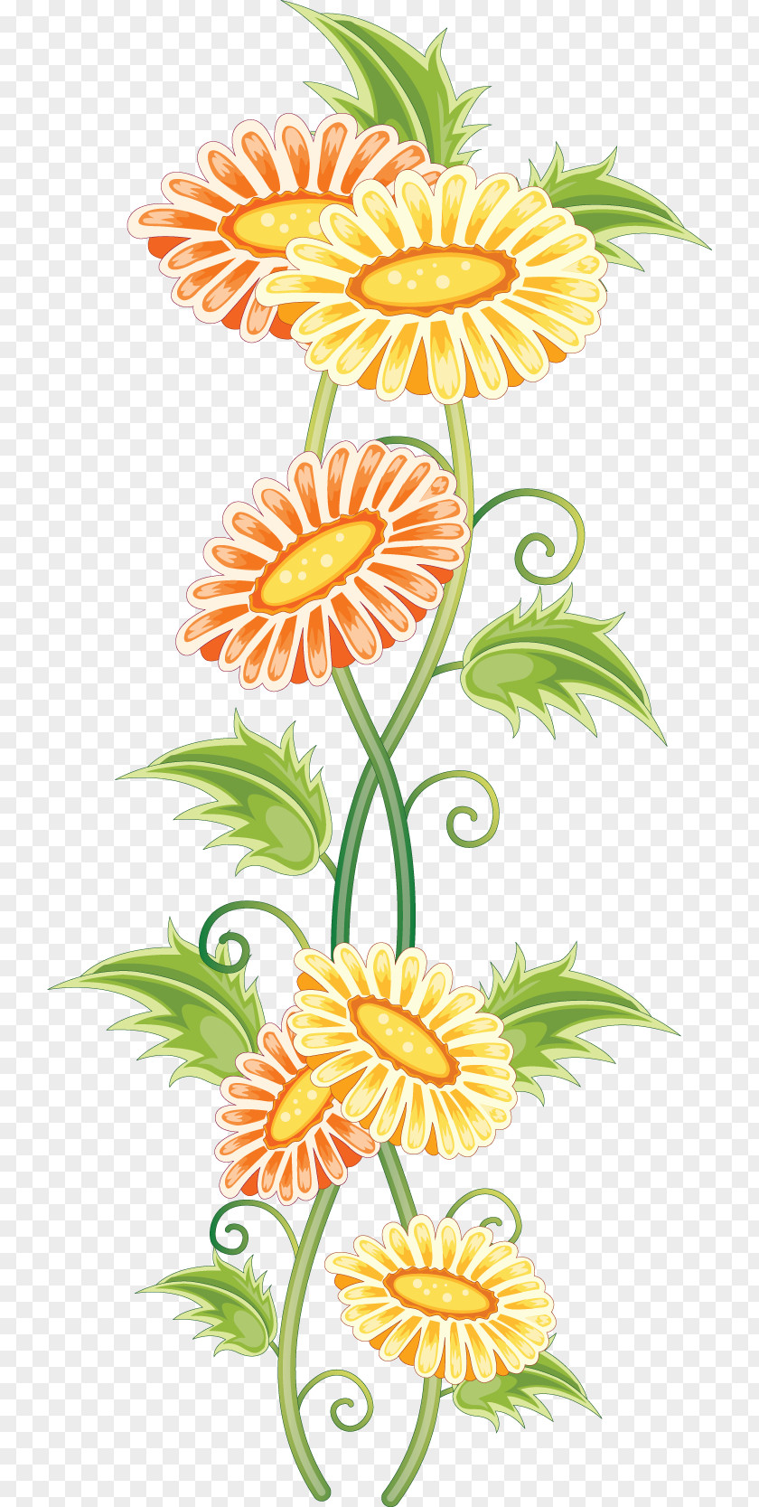 Green Floral Flower Ornament Design Clip Art PNG