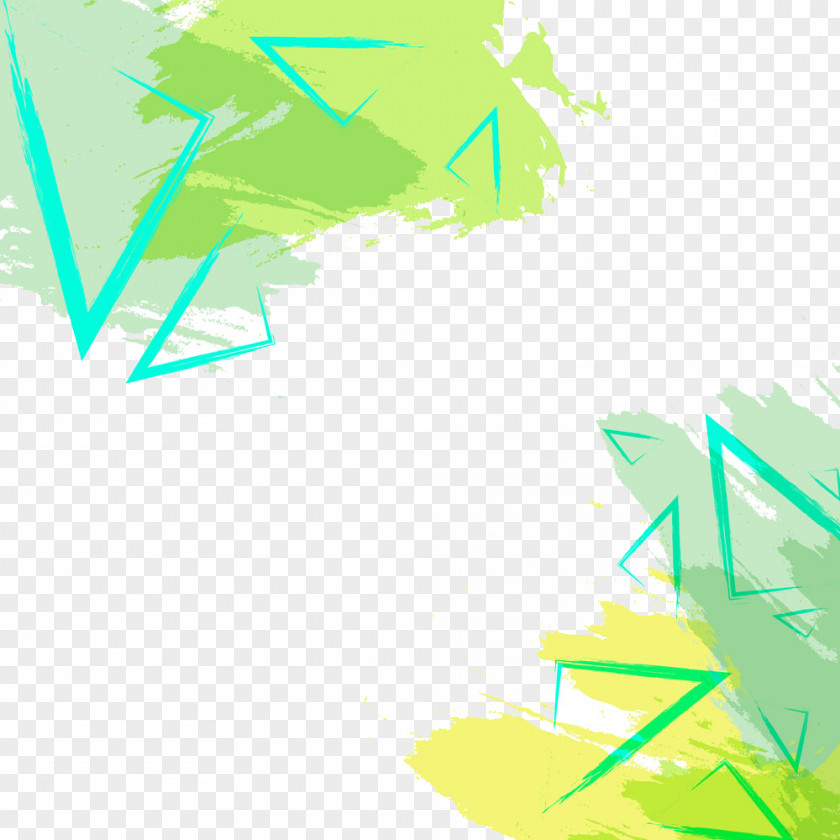 Green Watercolor Brush Strokes Triangle Painting Graphic Design PNG