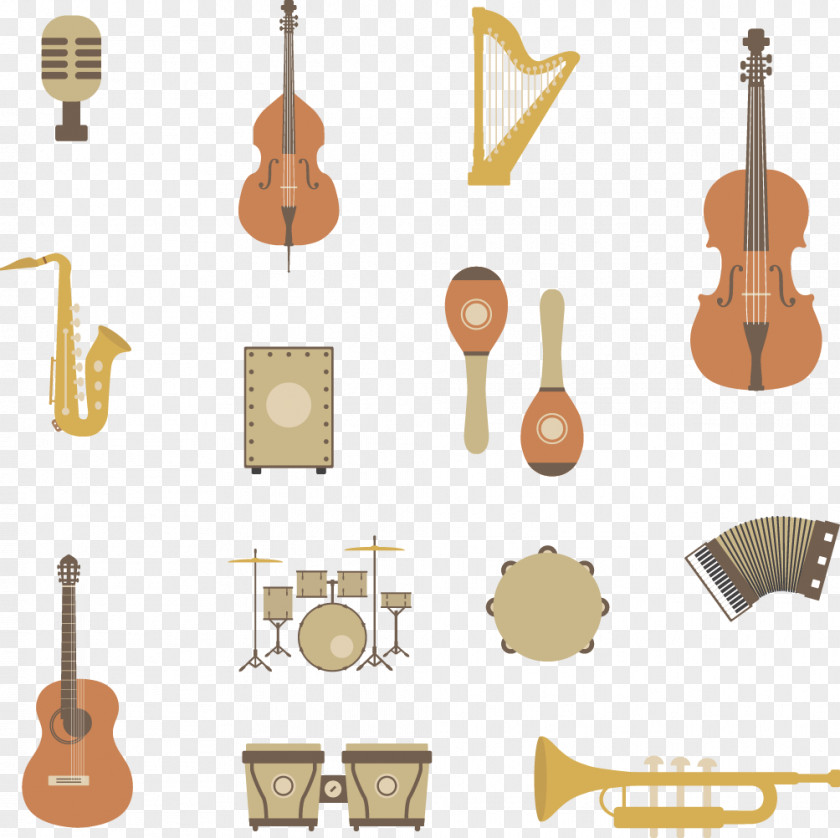 Vector Hand-painted Musical Instruments Ukulele Acoustic Guitar Instrument PNG