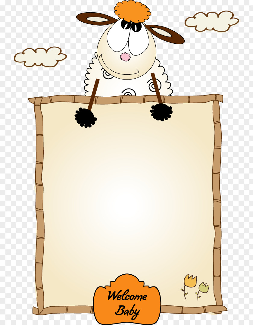 Cute Lamb Border Picture Frame Cartoon Royalty-free PNG
