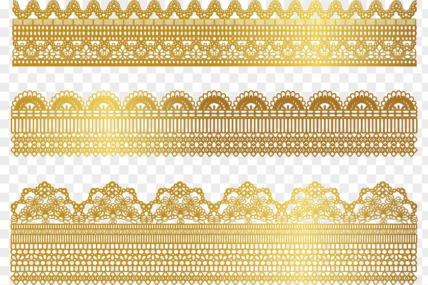 Gold Lace Border Textile Ribbon PNG