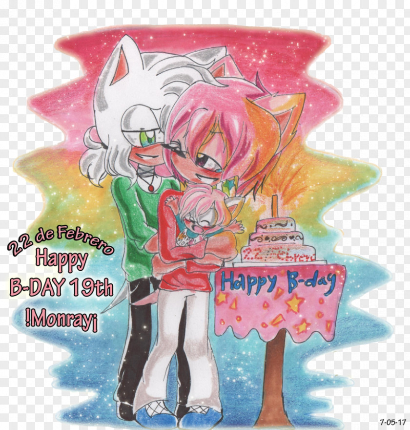 Happy B.day Cartoon Poster Pink M Legendary Creature PNG