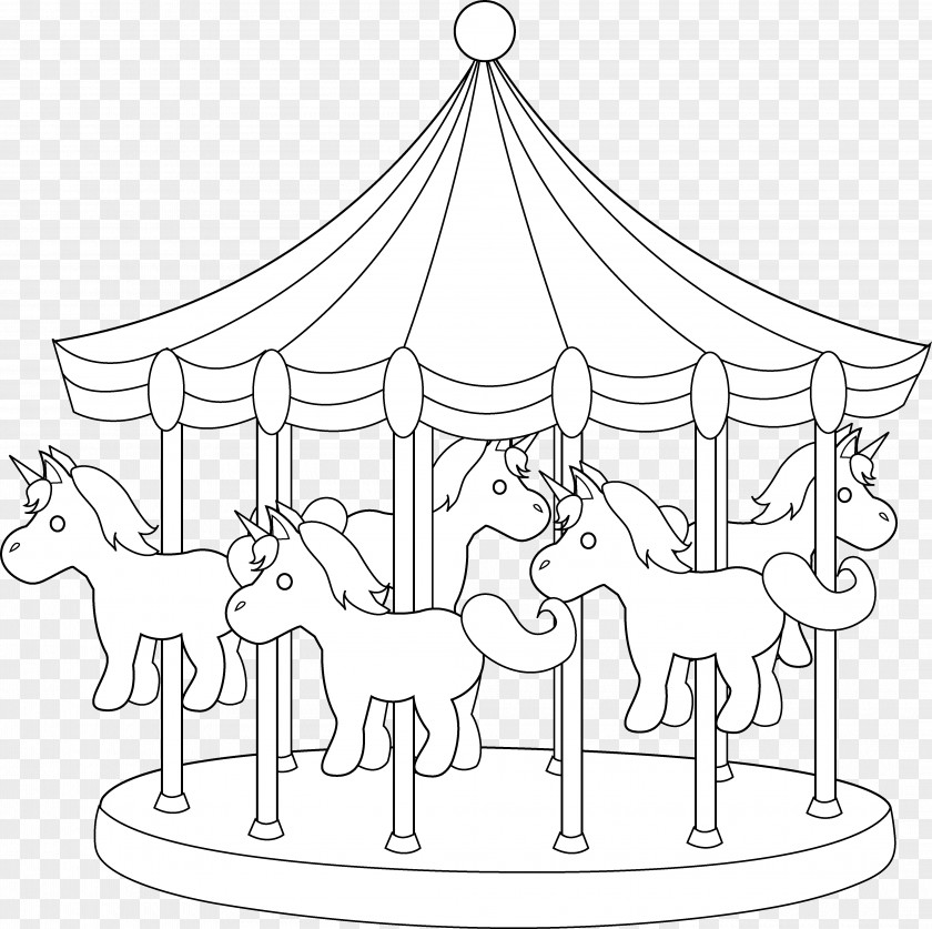 Carousel Coloring Book Traveling Carnival Clip Art PNG