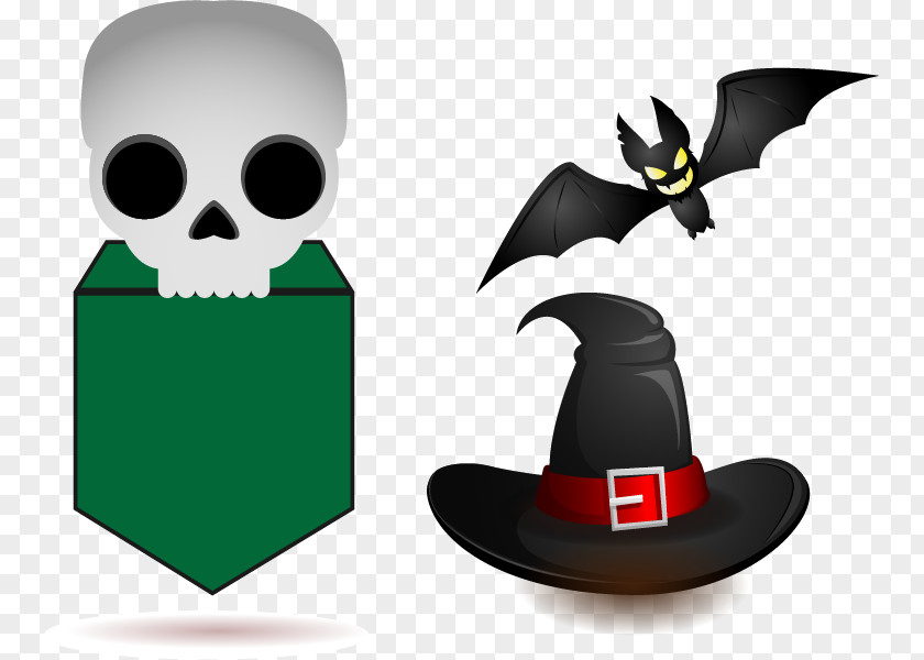 Skull Bat Hat Vector Material Halloween Clip Art PNG