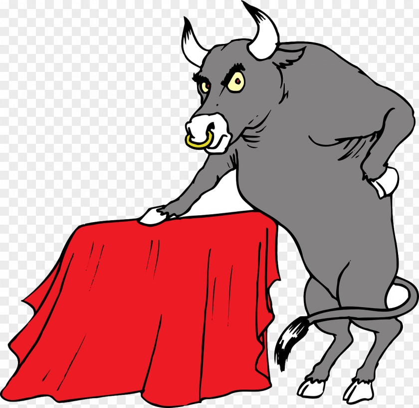 Sturdy Bull Spanish Fighting Red Cape PNG