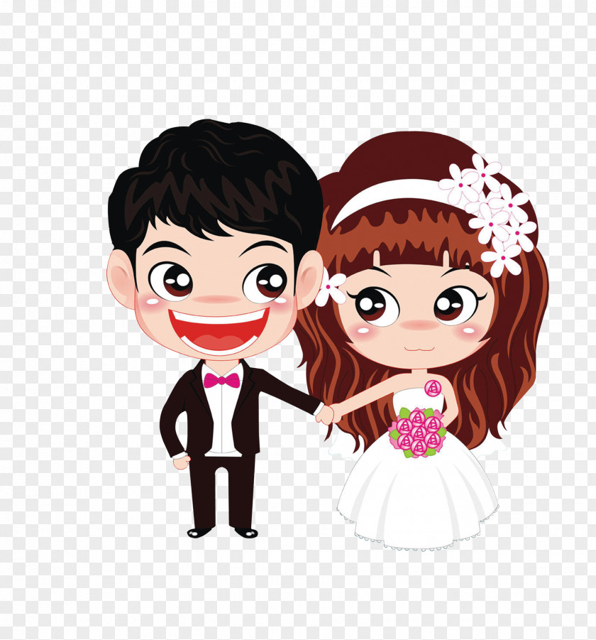 Cartoon Bride And Groom Marriage Couple Wedding Engagement Love PNG