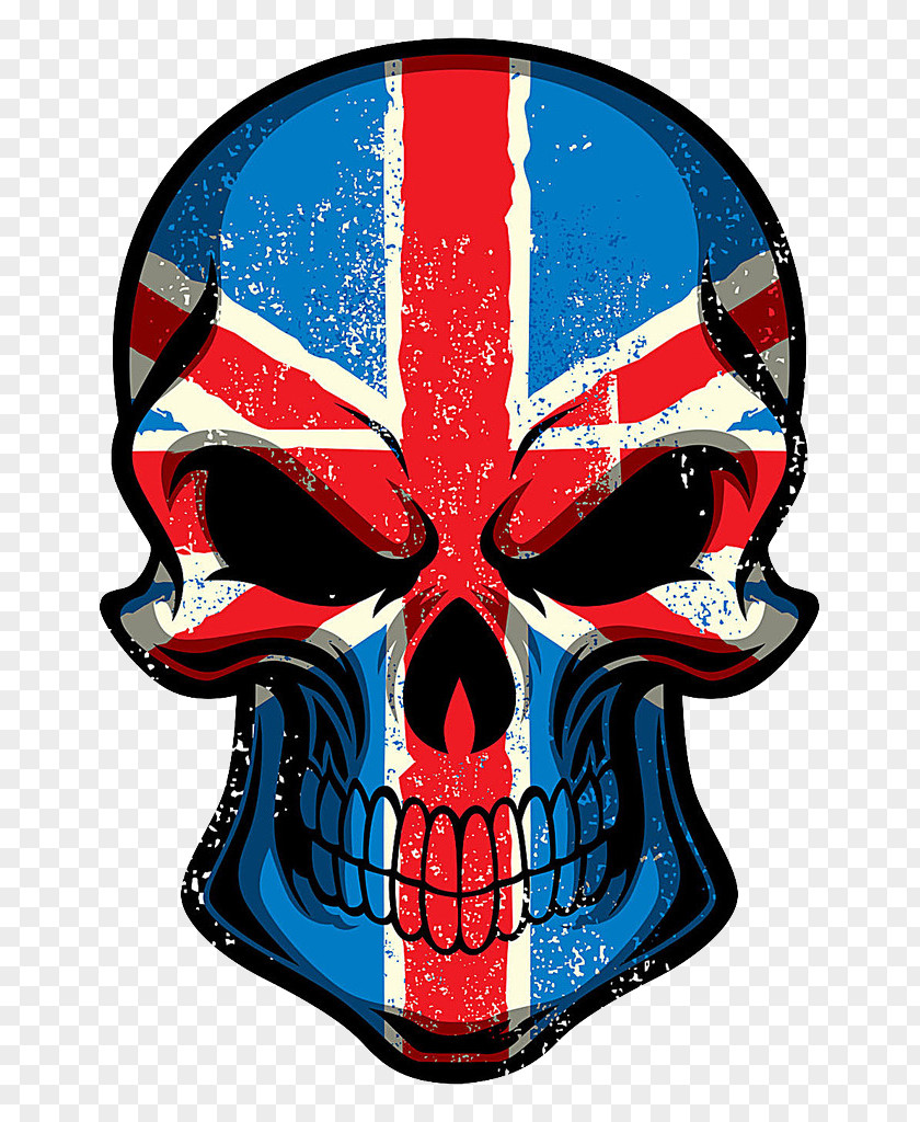 British Printing Skull Flag Of The United Kingdom T-shirt Sticker PNG