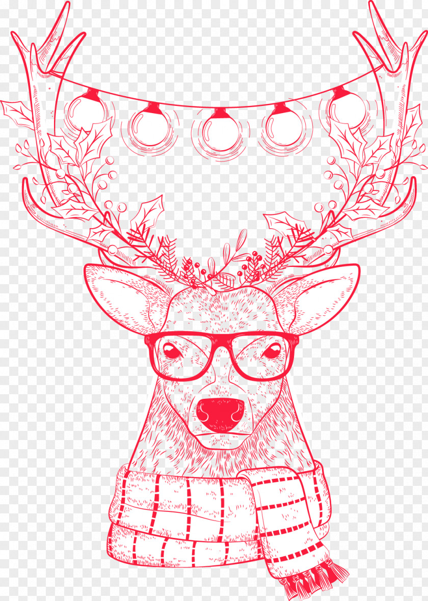 Creative Deer Reindeer Wedding Invitation Santa Claus Christmas PNG