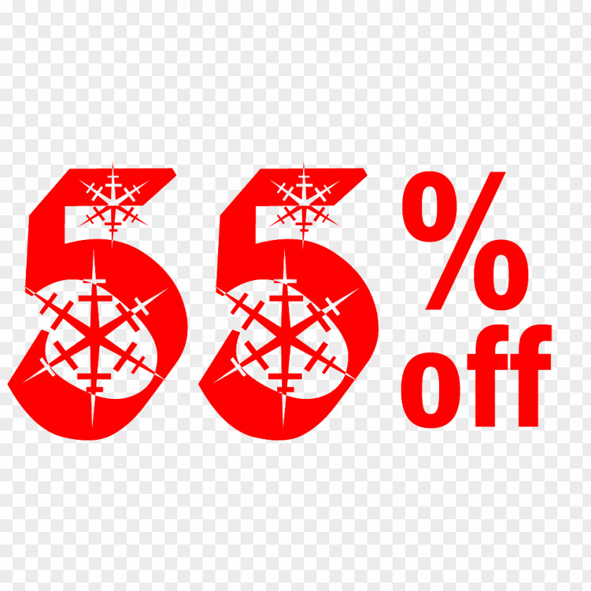 Snow Christmas Sale 55% Off Discount Tag. PNG