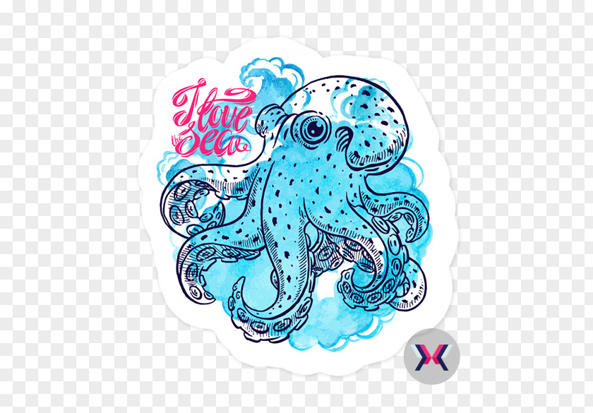 Wall Decal Octopus Drawing Watercolor Painting PNG