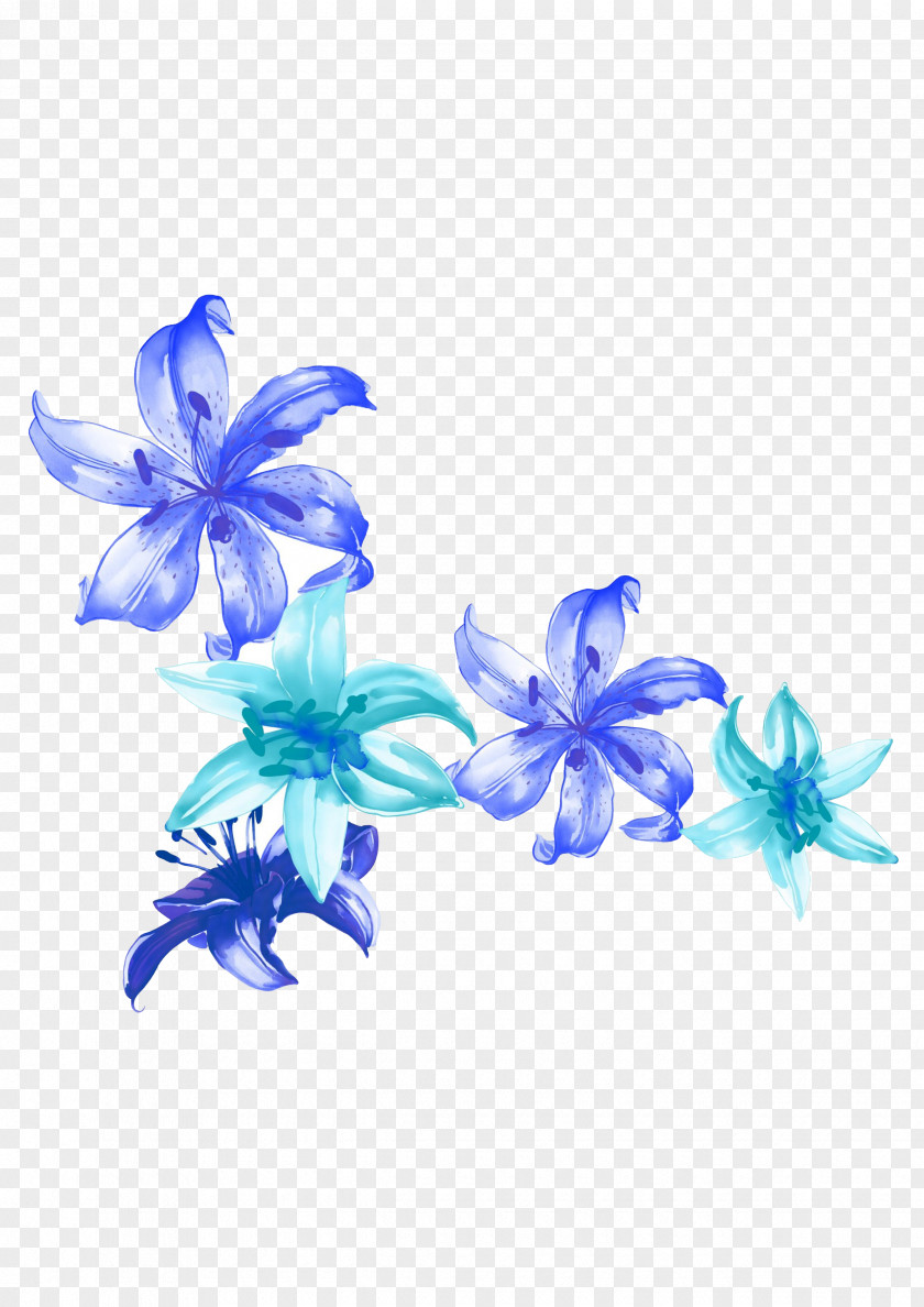 Hand-painted Lily Blue Lilium Flower Petal PNG