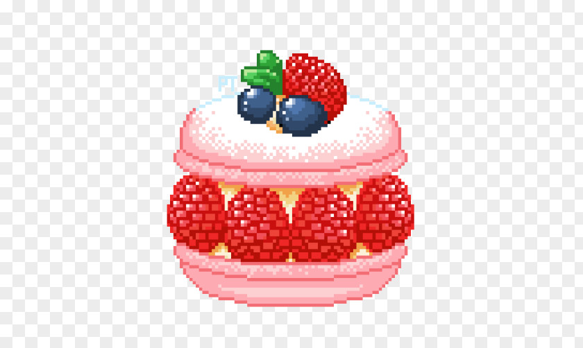 Raspberries Pancake Sundae Pixel Art Food PNG