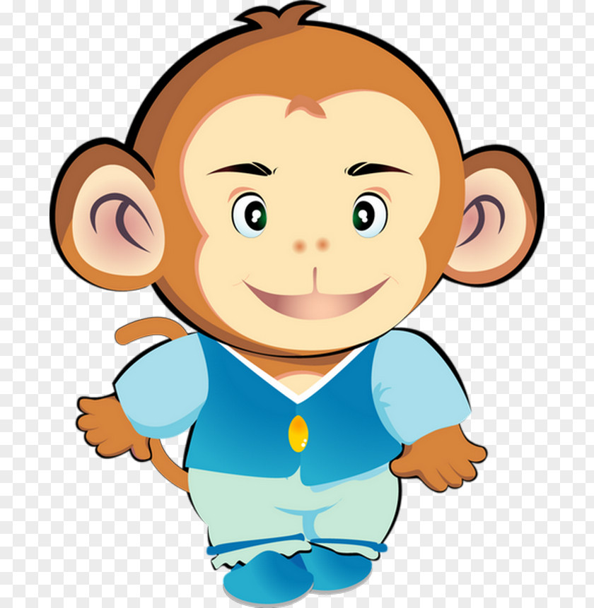 Toddler Smile Monkey Cartoon PNG