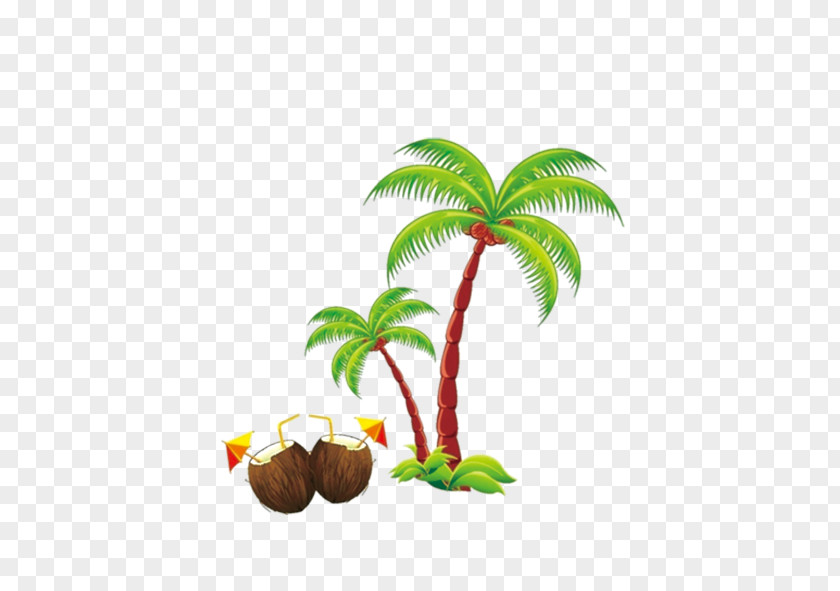 Coconut Tree Beach Holiday Clip Art PNG