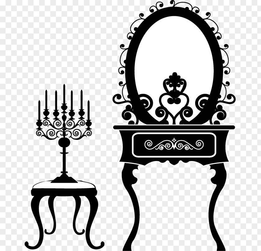 Tables Makeup Chair Candle Holders Download Illustration PNG