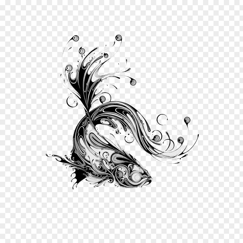 Black And White Illustrator Fish Graphic Design Arts Drawing PNG
