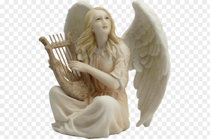 Angel Guardian Figurine Statue Lyre PNG