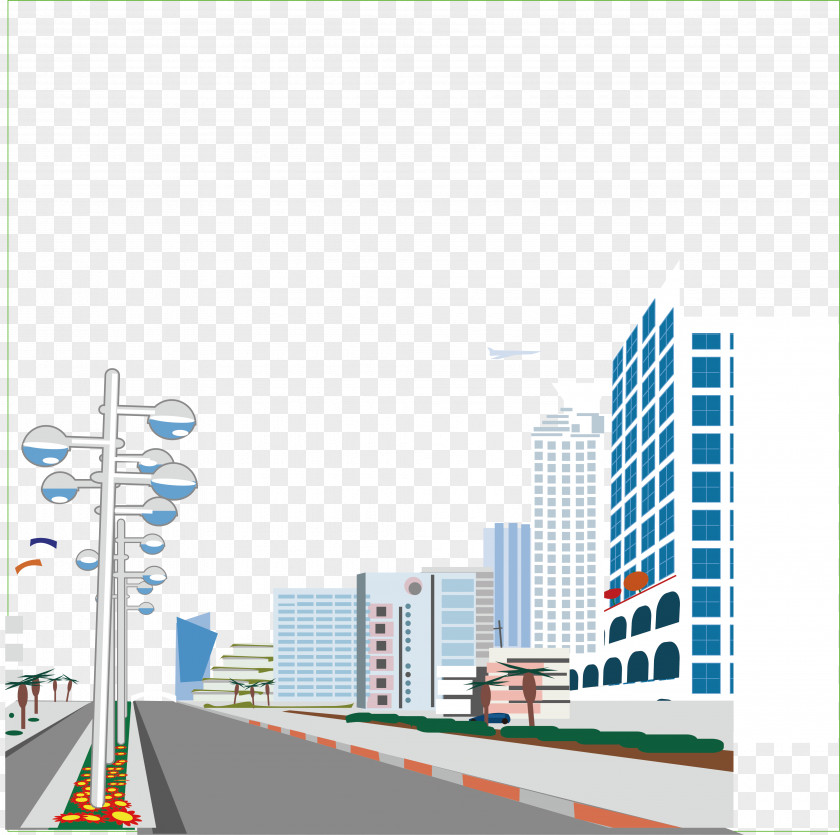 City Building Vector Material Road Street Illustration PNG