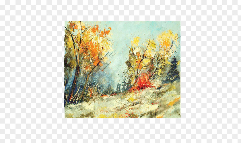 Oil Painting Hillside Trees Art Tree PNG