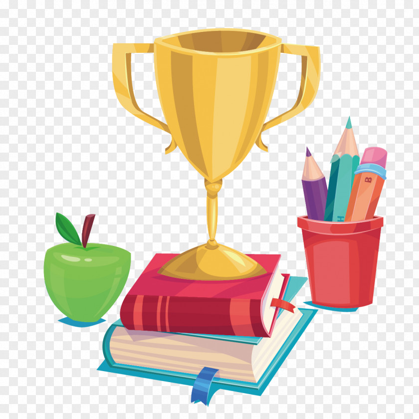 Trophies And School Supplies Learning PNG