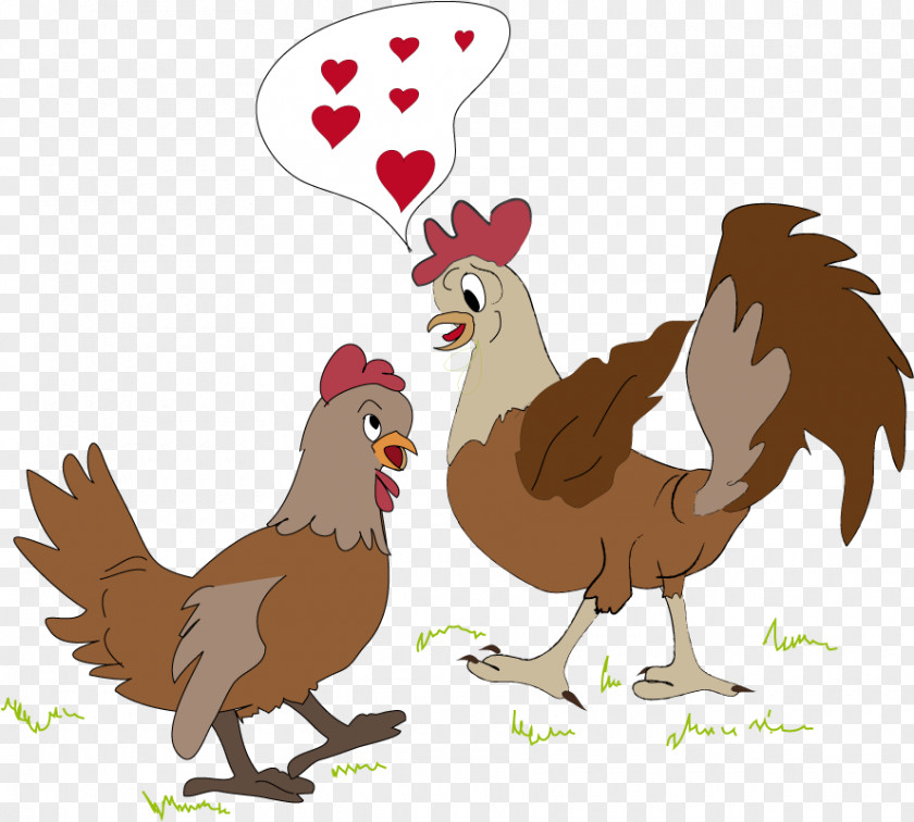 Chicken Rooster Love Drawing Illustration PNG