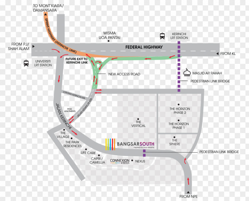 Map Vertical Bangsar South The Business Suite Kerinchi LRT Station BSI Services Malaysia Sdn Bhd PNG