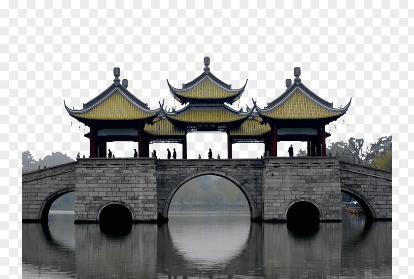 The Ancient Architecture Model Of Five Slender West Lake Wuting Bridge Huizhou PNG