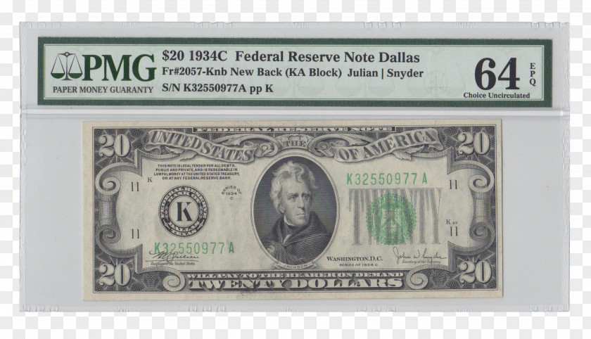 Banknote United States Twenty-dollar Bill Federal Reserve Note One-dollar Dollar PNG