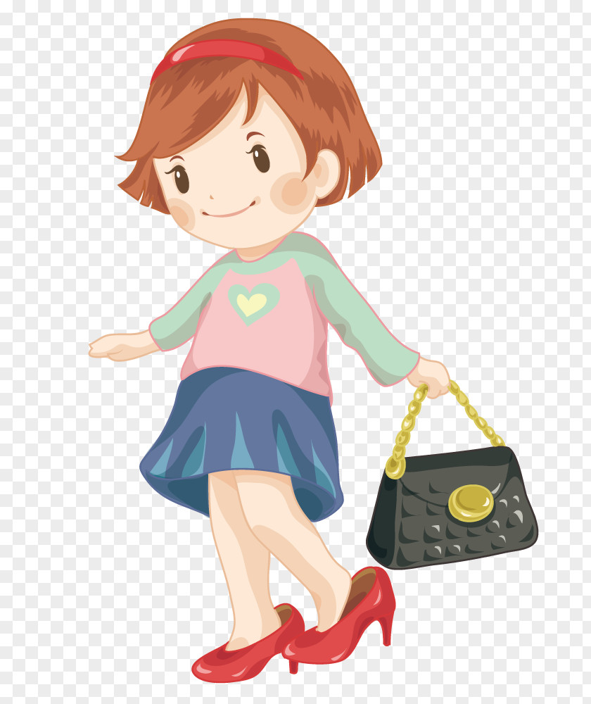 Cartoon High Heels High-heeled Shoe Illustration Girl Sandal PNG