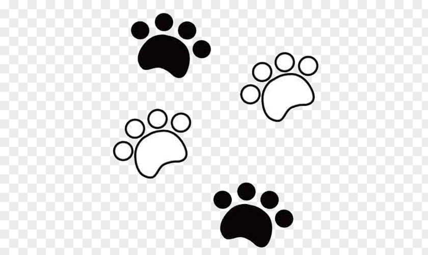 Black And White Pet Footprints Dog Cartoon Clip Art PNG