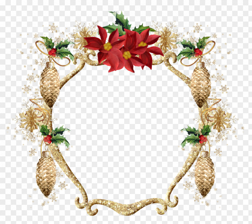 Christmas Flower Red Wreath Gold PNG