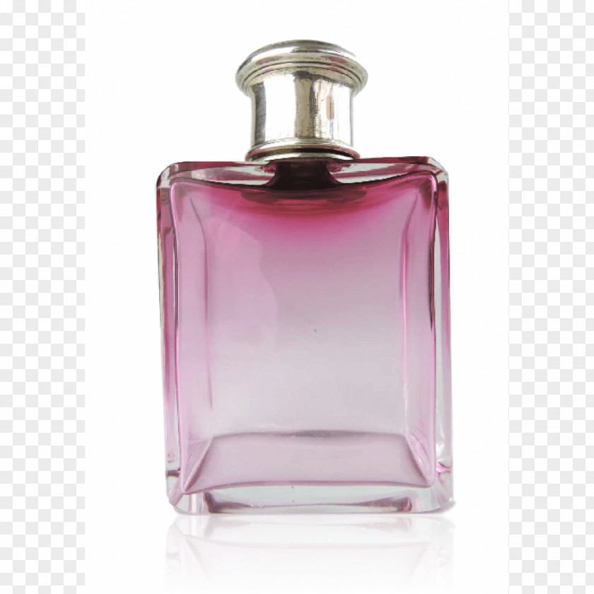 Perfume Glass Bottle Silver Overlay PNG