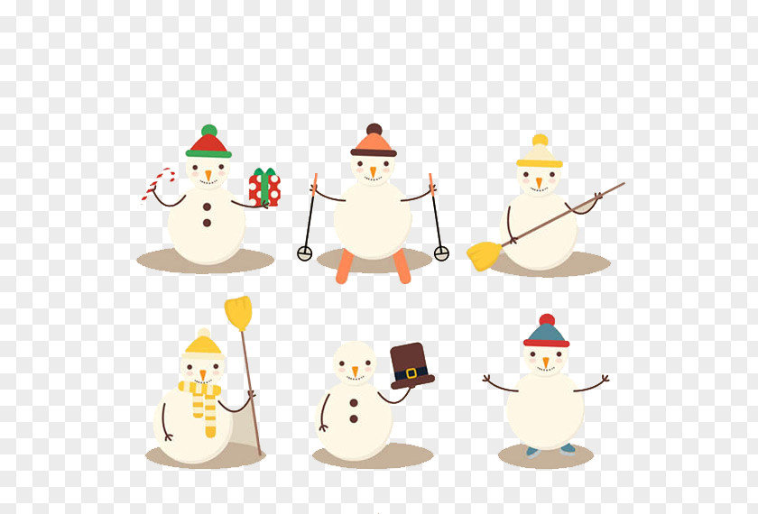 Snowman Six Hand Tools Christmas Clip Art PNG