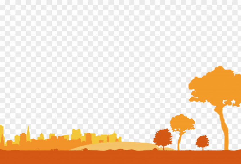 City Silhouette Background Download Orange PNG