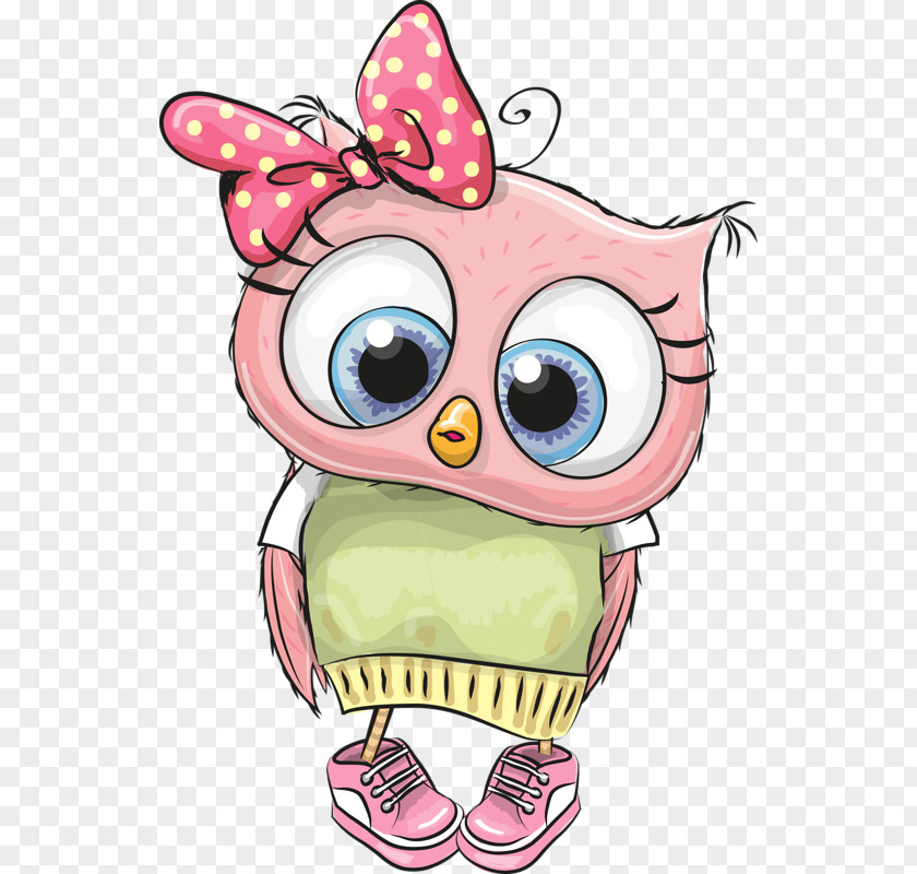 Cute Owl Cartoon Illustration PNG