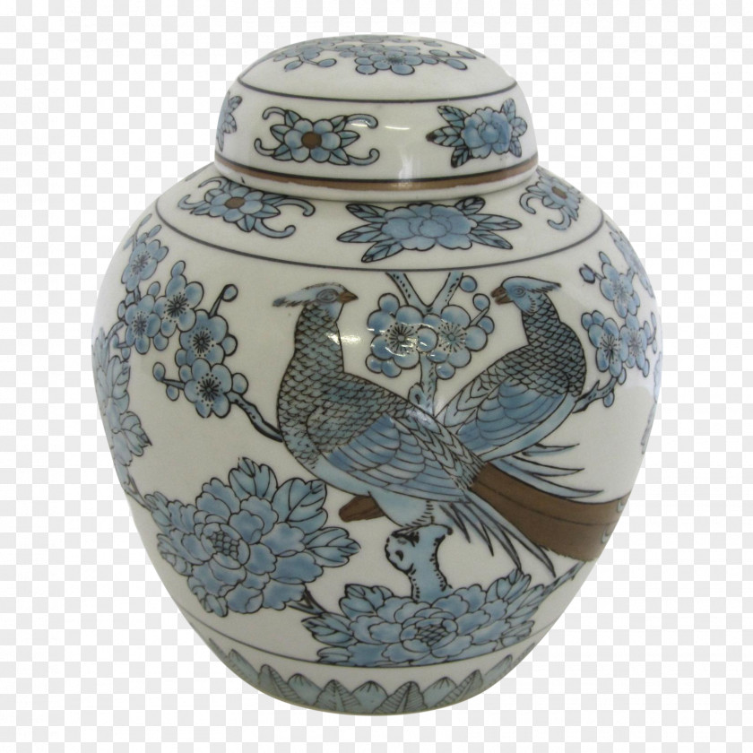 Hand-painted Cherry Blue And White Pottery Imari Ware Ceramic Vase PNG