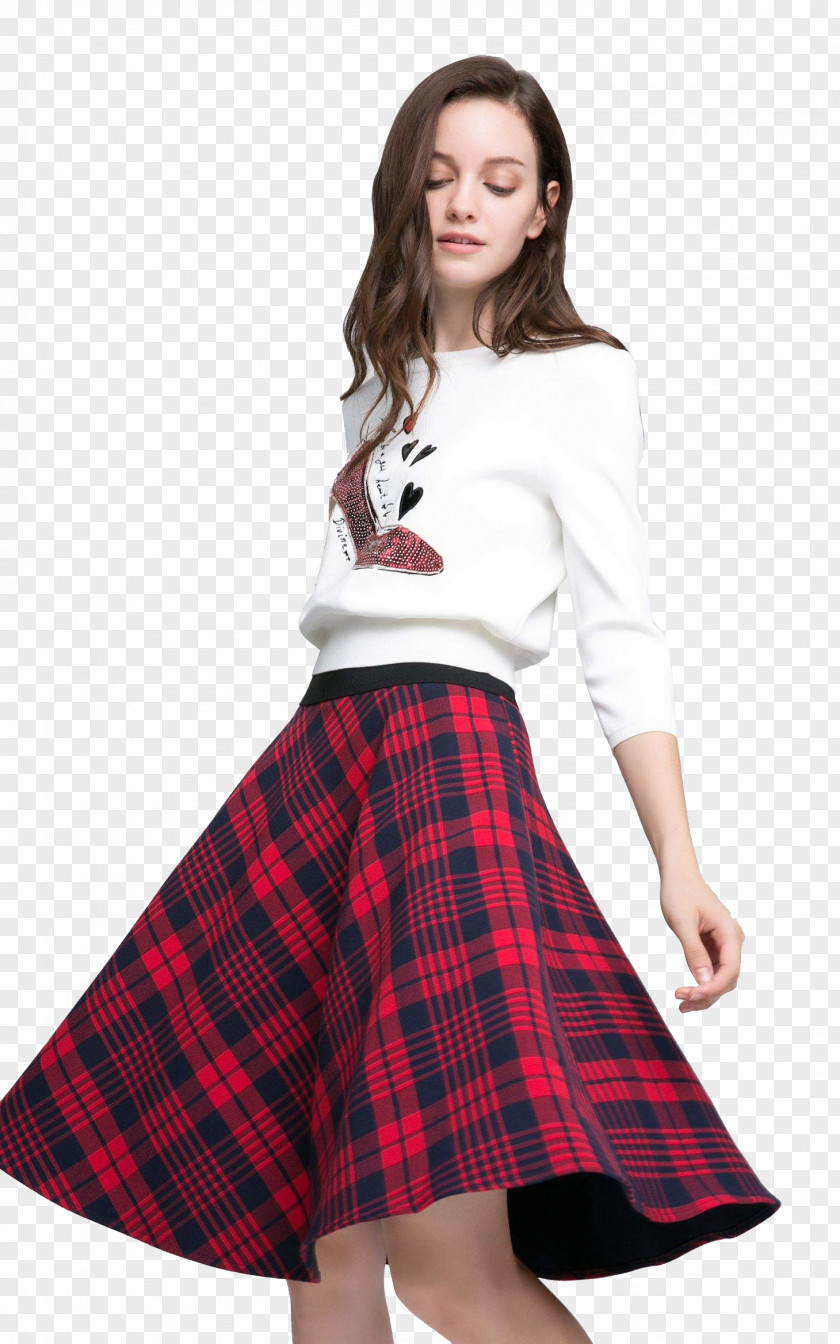 Long Haired Beauty Plaid Skirt To Wear Scotland Tartan PNG